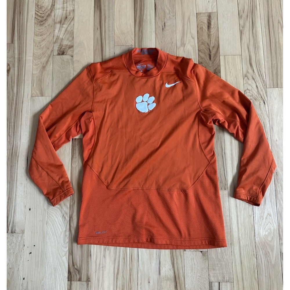 Nike Pro Combat Hyperwarm Shield Clemson Tigers Shirt Mens Large Fitted Grid